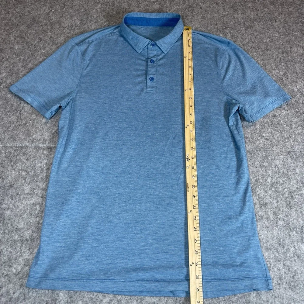 Lululemon Men's Evolution Polo Shirt Heathered Blue Short Sleeve Size M Athletic - Picture 7 of 8